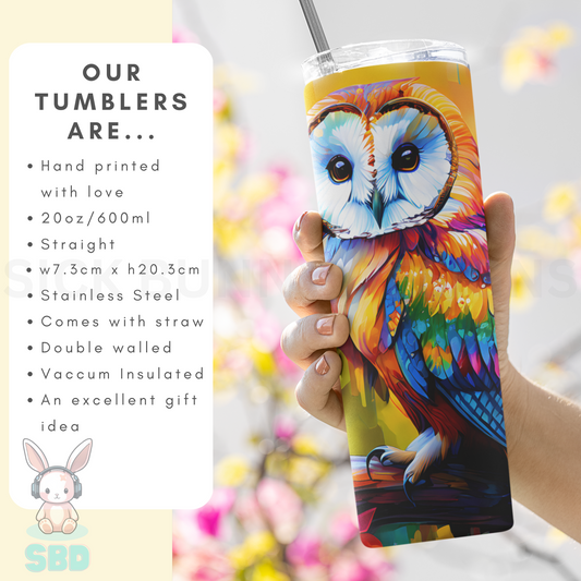 Barn Owl - 2 Artwork 20oz Thermal Tumbler - Part of the Enchanted Countryside Creatures Collection