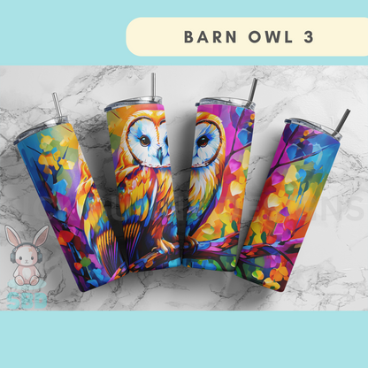 Barn Owl - 3 Artwork 20oz Thermal Tumbler - Part of the Enchanted Countryside Creatures Collection